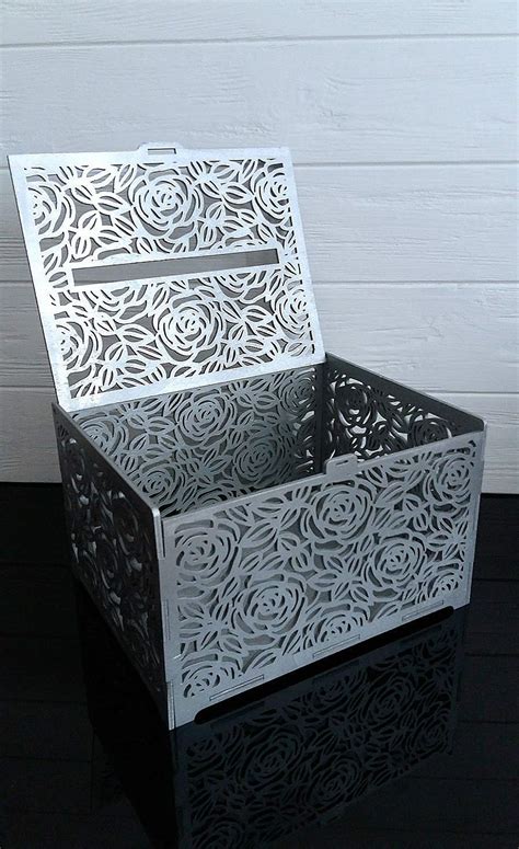 silver metal scroll wedding gift card box|Amazon.com: Silver Wedding Card Box.